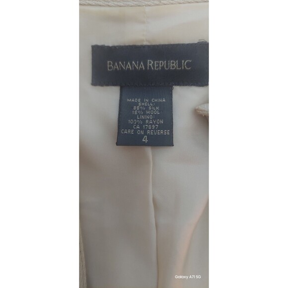 Banana Republic Jacket Size 6 Beige Silk Wool Blend Collared Button Up Pockets - Picture 5 of 8
